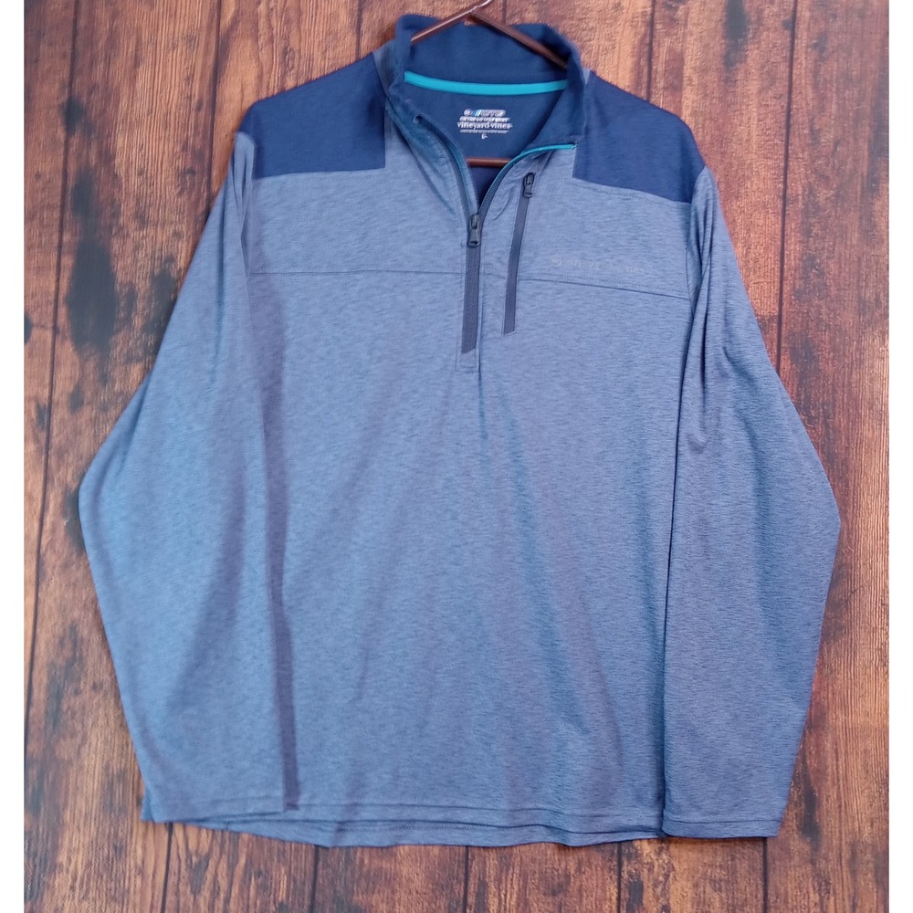 Vineyard Vines Mens Large Blue OTG On-The-Go Shep Shirt Quarter Zip Pullover